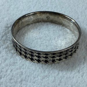 Vintage Premier Designs Bangle Style Silver Color Bracelet Houndstooth Pattern